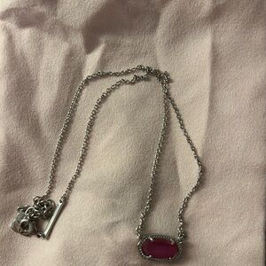 Kendra Scott Silver Necklace with Pink Stone